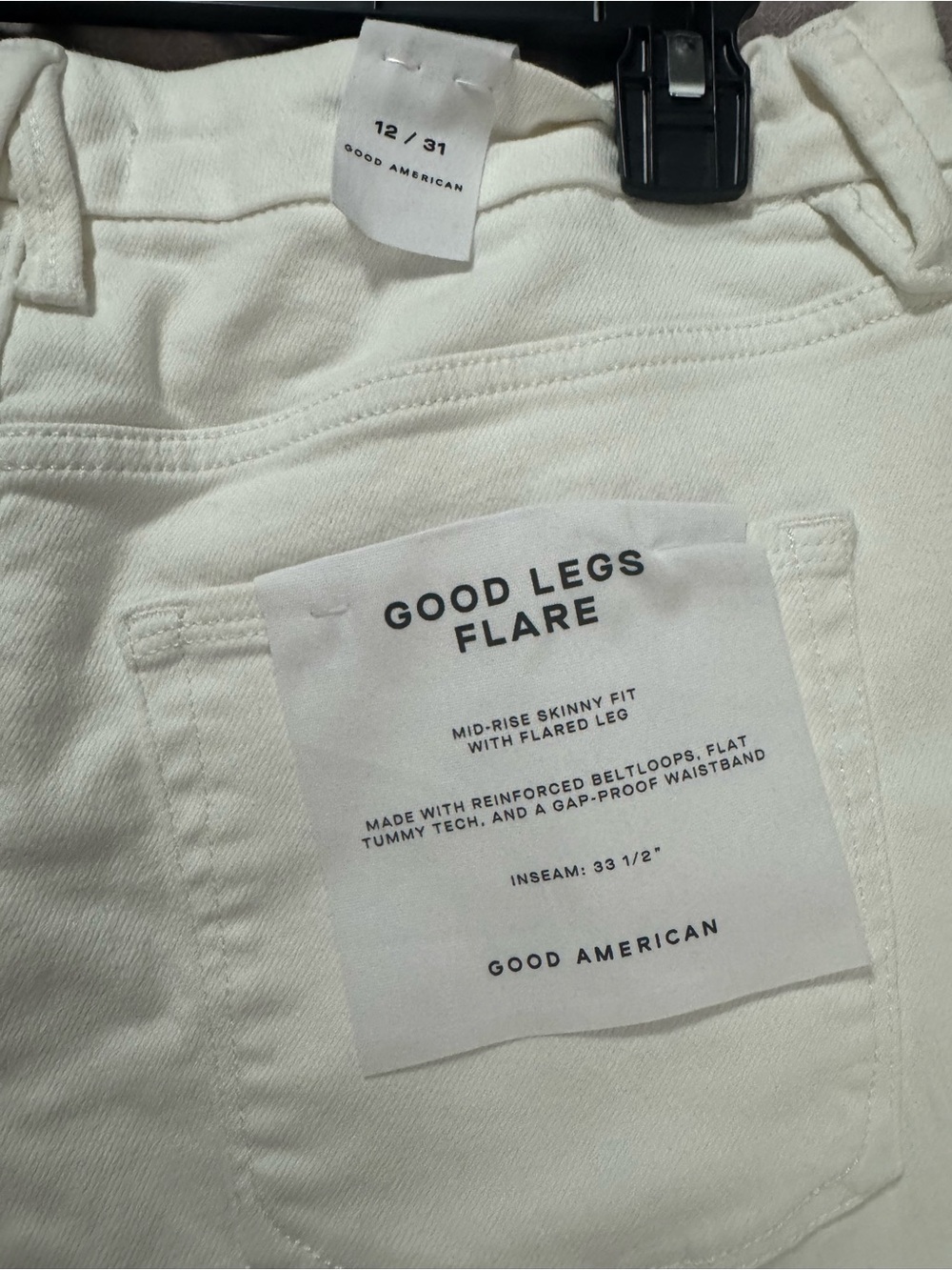 NWT Good American Good Legs Flared Jeans in White Size 12 Retail $168 - Picture 6 of 7